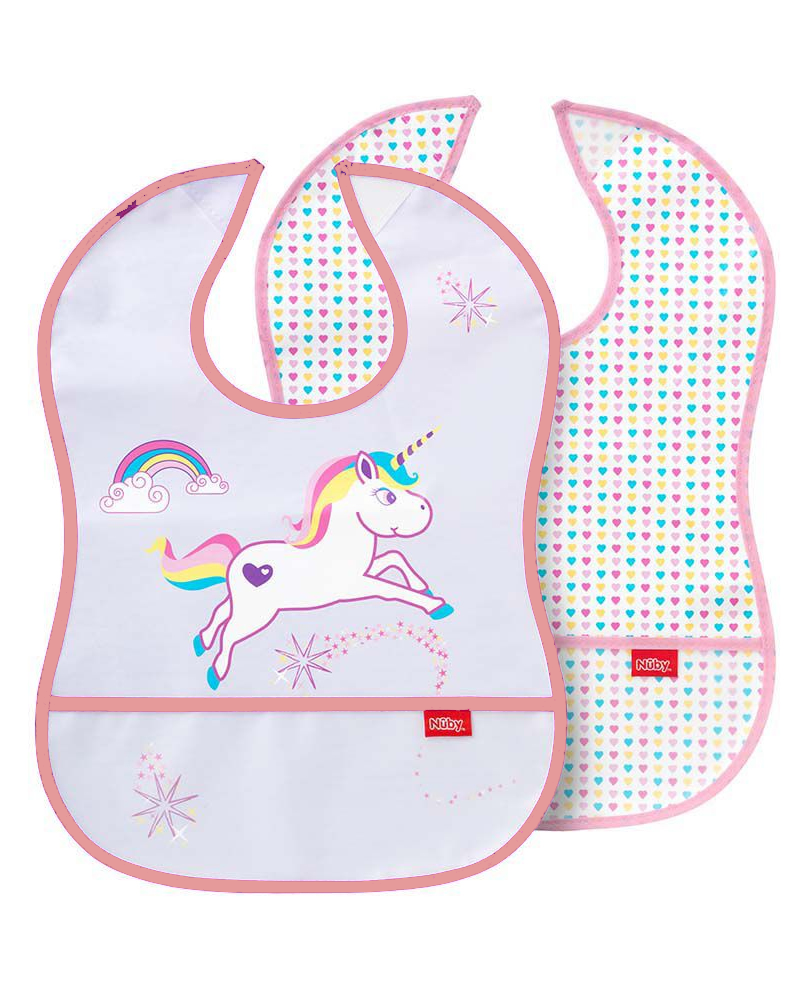 Lot de 2 Bavoirs avec poche motif Licorne 6m+