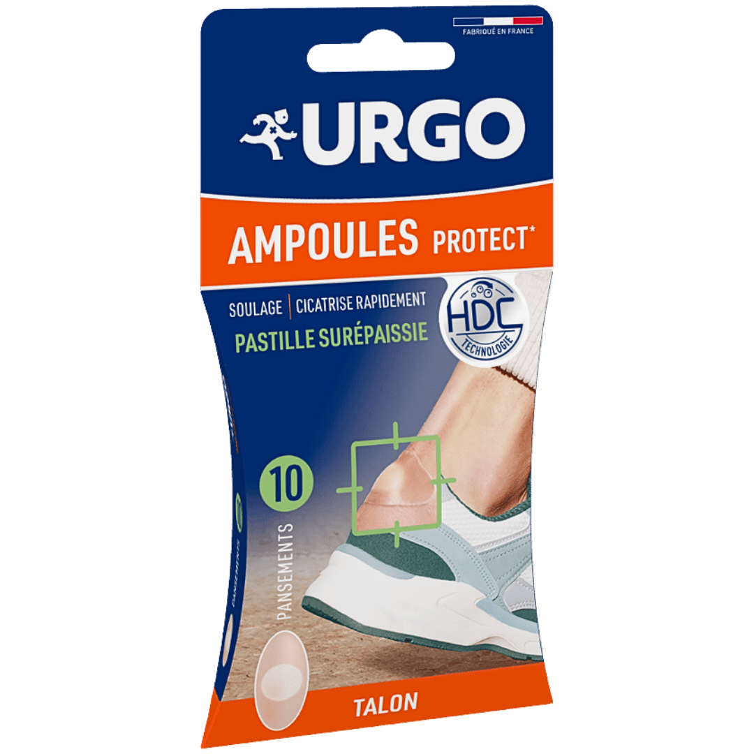Urgo Ampoules Protect Talon – boîte de 5 pansements hydrocolloïdes grand format pour ampoules au talon
