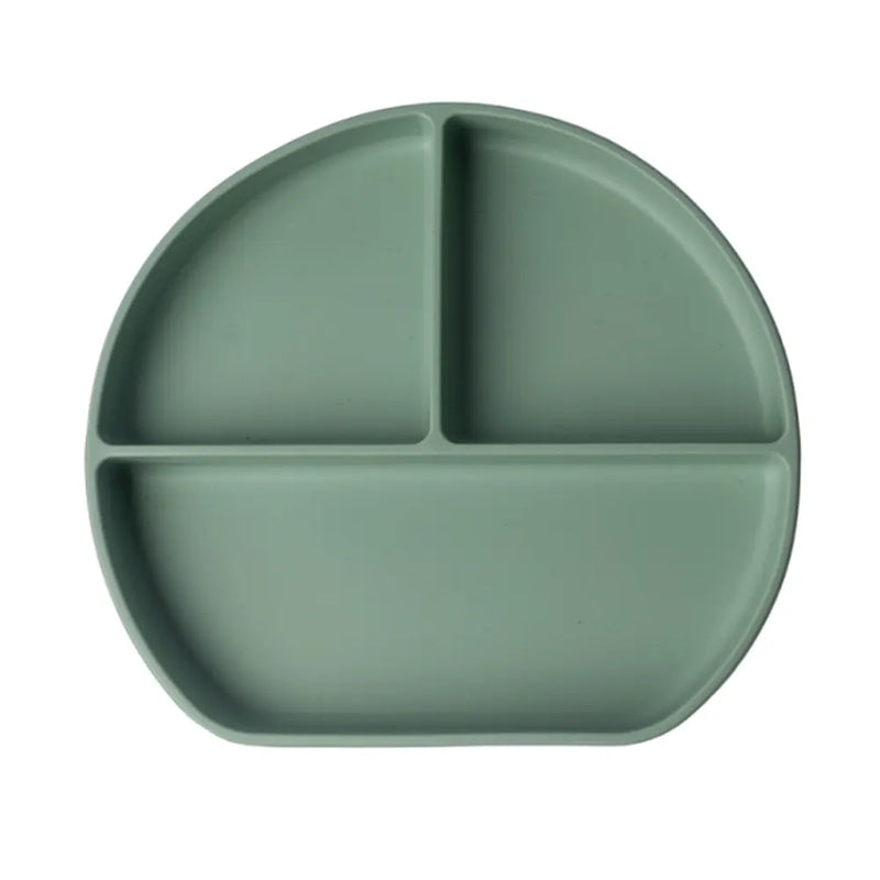 YUMMY Silicone Multi-Compartment Plate with Suction Cup 4M+ - Pastel Green