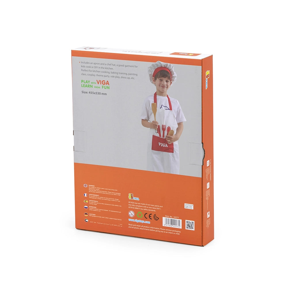 Viga Toys Petit Chef Uniforme & Chapeau Rouge 3A+