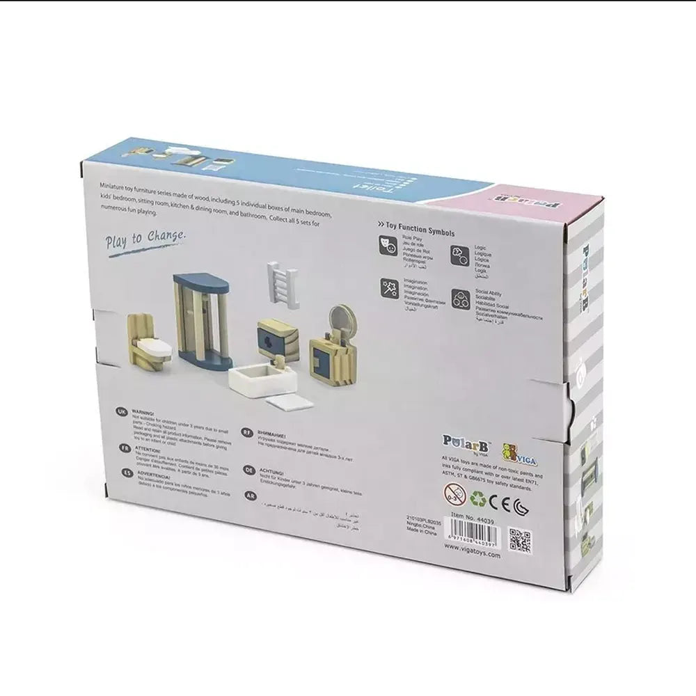 Viga Toys PolarB Ensemble de Meubles Salle de Bain en Bois - 3A+