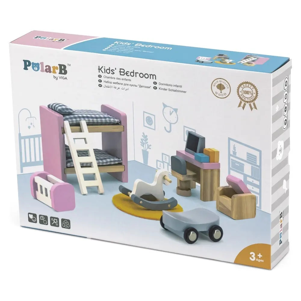 Viga Toys PolarB Ensemble de Meubles en Bois pour Poupées - 3A+