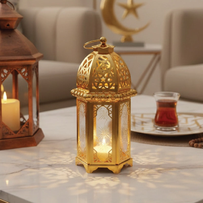 Farol para Vela Vintage - Dorado