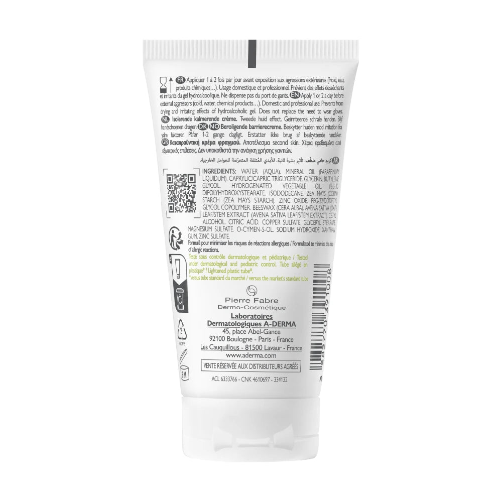 A-Derma Dermalibour+ Barrier Crème Isolante Mains 50 ml – dos du tube