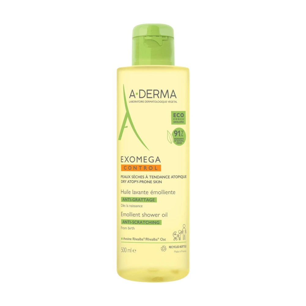 Flacon A-Derma Exomega Control Huile Lavante Émolliente Anti-Grattage 500 ml