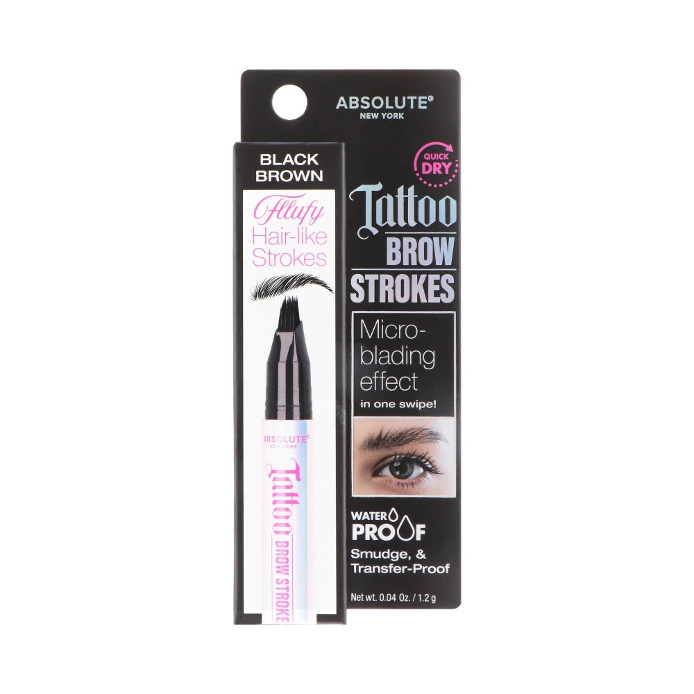 Absolute New York Tattoo Brow Strokes Black Brown dans son emballage