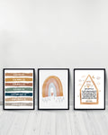 Set of 3 decorative paintings - Allah Affirmation | Douaa | Ayat Al Kursi - Black