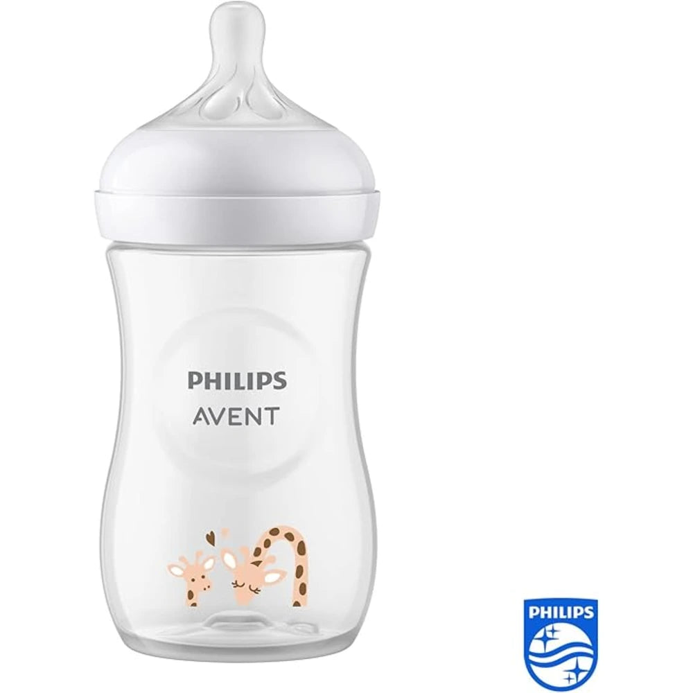 Philips Avent biberon Natural 260 ml 1 mois et + décor girafe