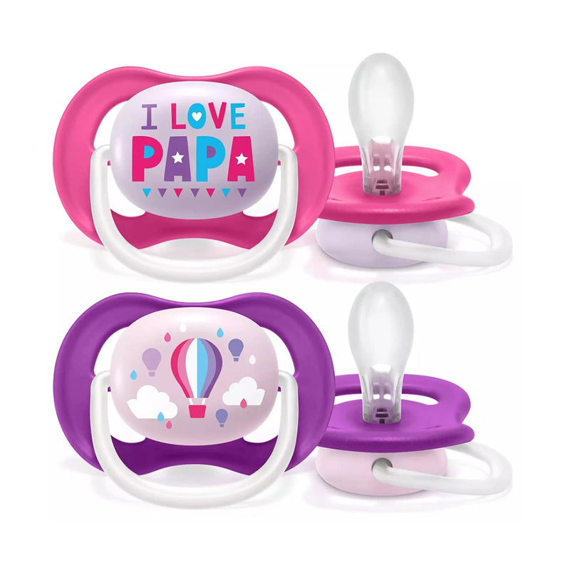 Avent Lot de 2 Sucettes Orthodontiques Ultra Air Happy 6-18m Fille