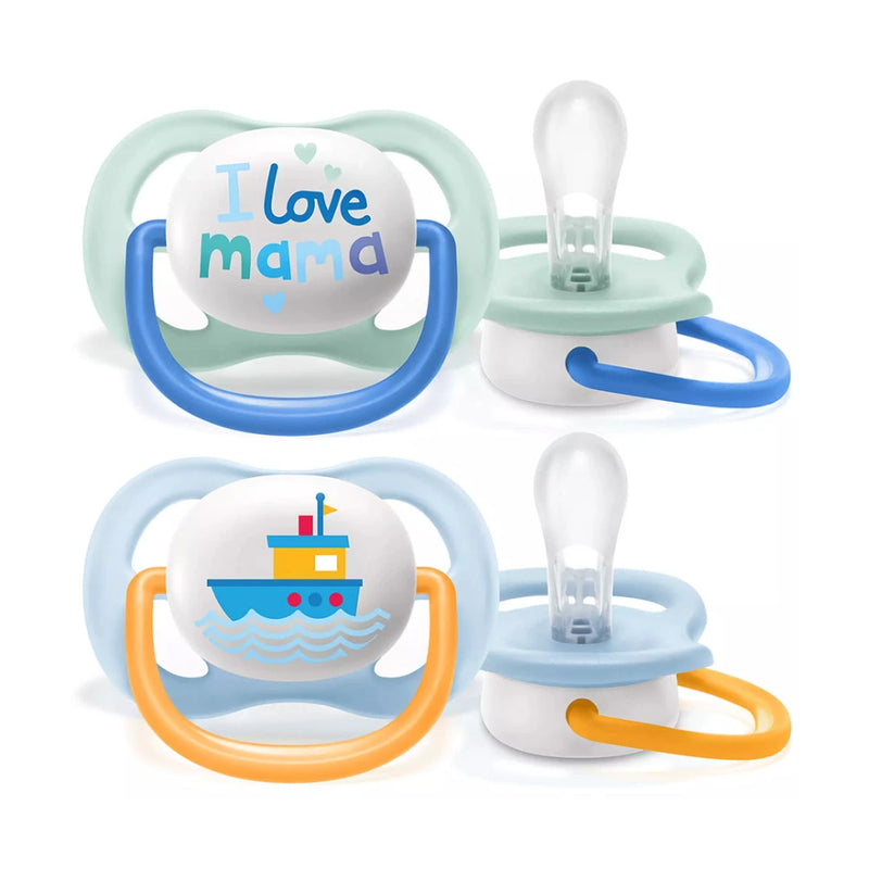 Avent Lot de 2 Sucettes Ultra Air Collection Happy 0-6m Garçon