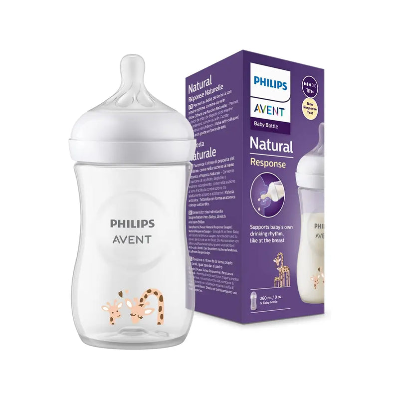 Philips Avent Natural 1M+ 260ml Baby Bottle - Giraffe