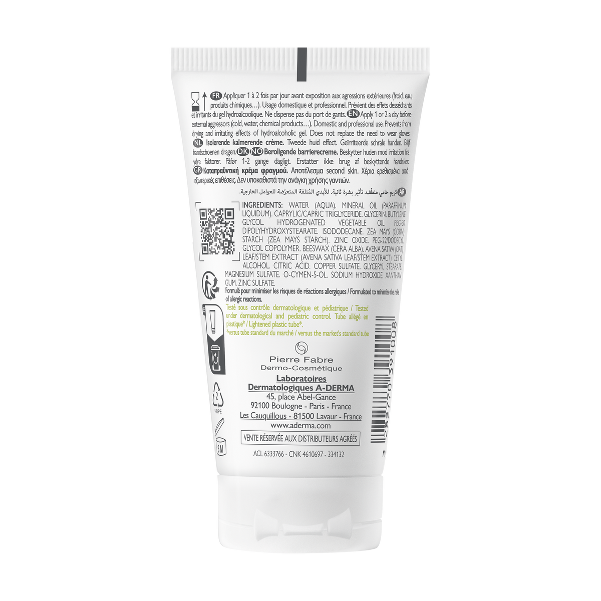 A-Derma Dermalibour+ Barrier Crème Isolante Mains 50 ml – dos du tube