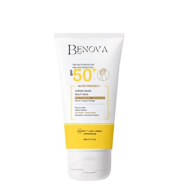 Tube Benova Nutri Protect+ Crème Mains SPF50