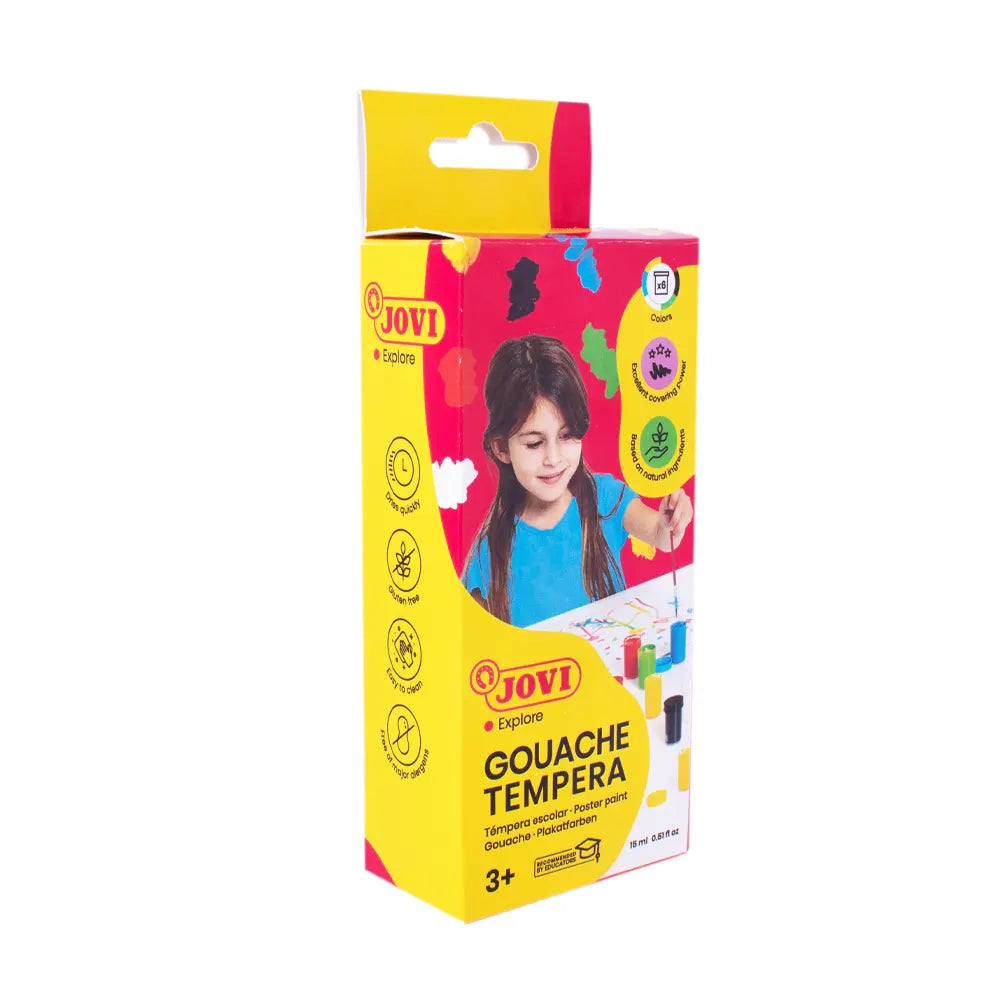 Jovi Gouache – Set de 6 Pots de 15ml avec Pinceau – Couleurs Assorties