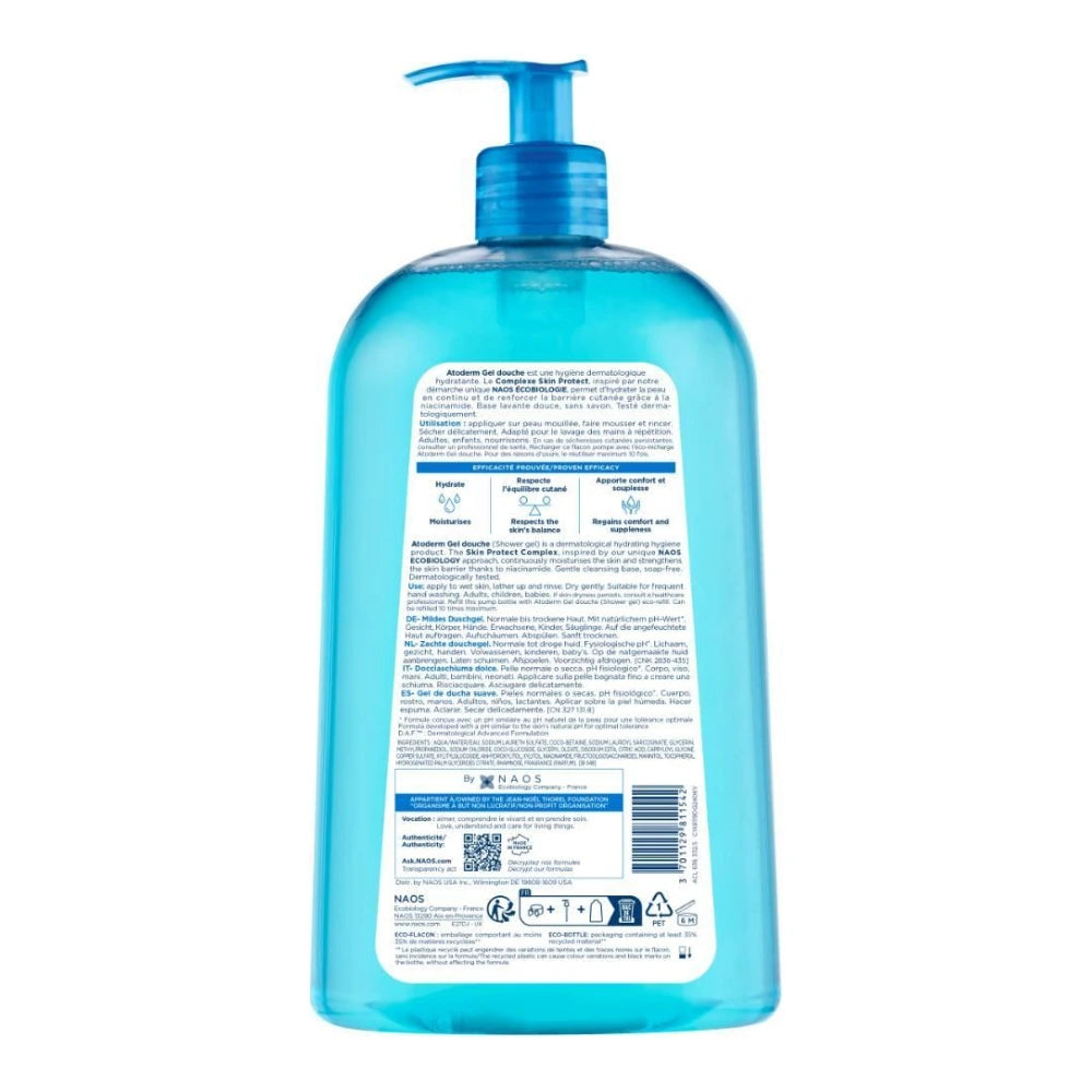 Dos du flacon Bioderma Atoderm Gel Douche 1 L