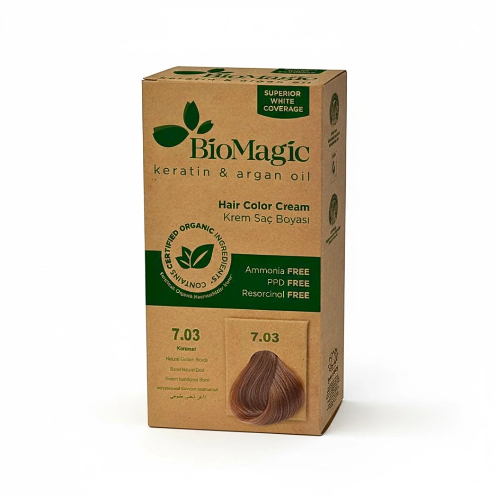 Biomagic Crème Colorante Sans Ammoniaque Blond Naturel Doré 7/03 – boîte