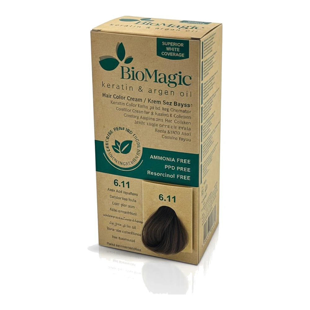 Biomagic crème colorante sans ammoniaque 6.11 Blond Foncé Cendré Intense, étui