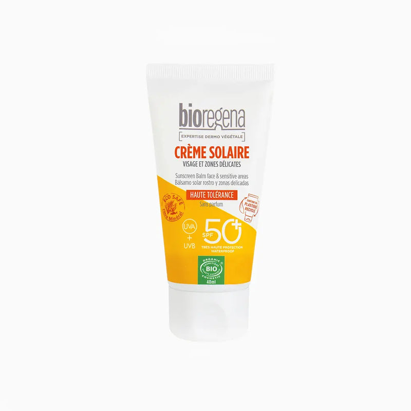 Protector solar orgánico Bioregena para rostro y zonas delicadas FPS 50+ para adultos - 40 ml