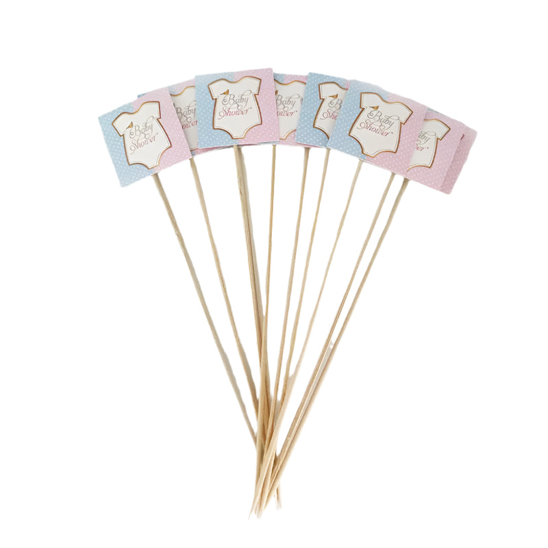 Pack of 10 Party Skewers - Baby Shower Theme Pink and Blue