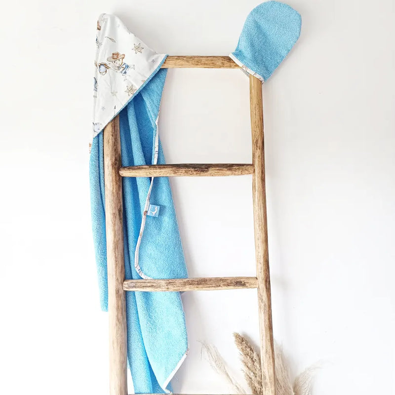 Baby Bulle Bath Cape & Glove - Sky Blue Bear