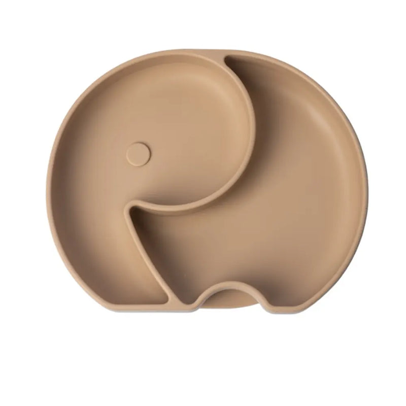 YUMMY Silicone Elephant Plate with Suction Cup 4M+ - Caramel