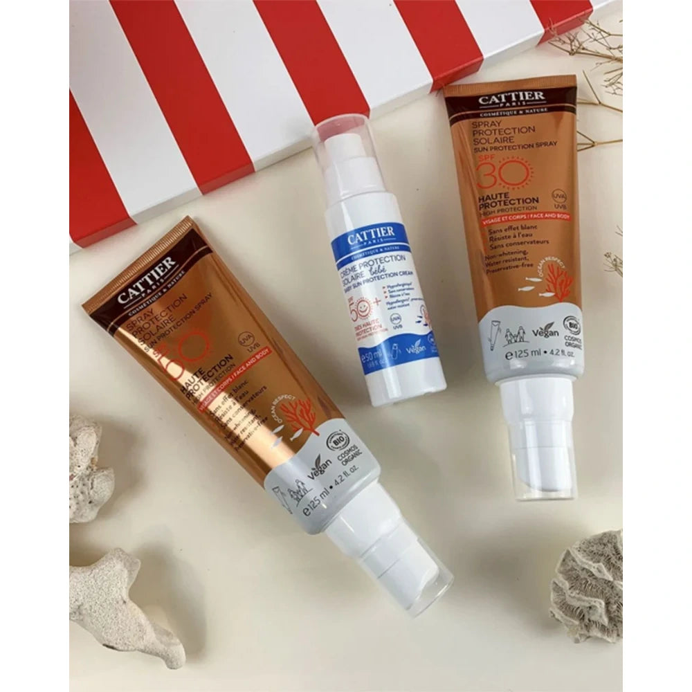 Gamme solaire Cattier avec la crème solaire bébé SPF50+