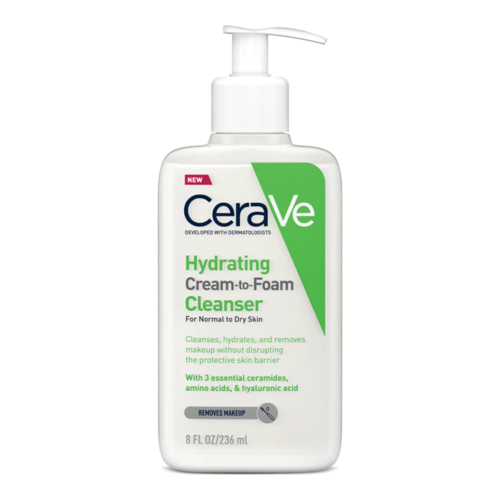 CeraVe Crème Moussante Nettoyante Hydratante peau normale à sèche 236 ml – flacon pompe