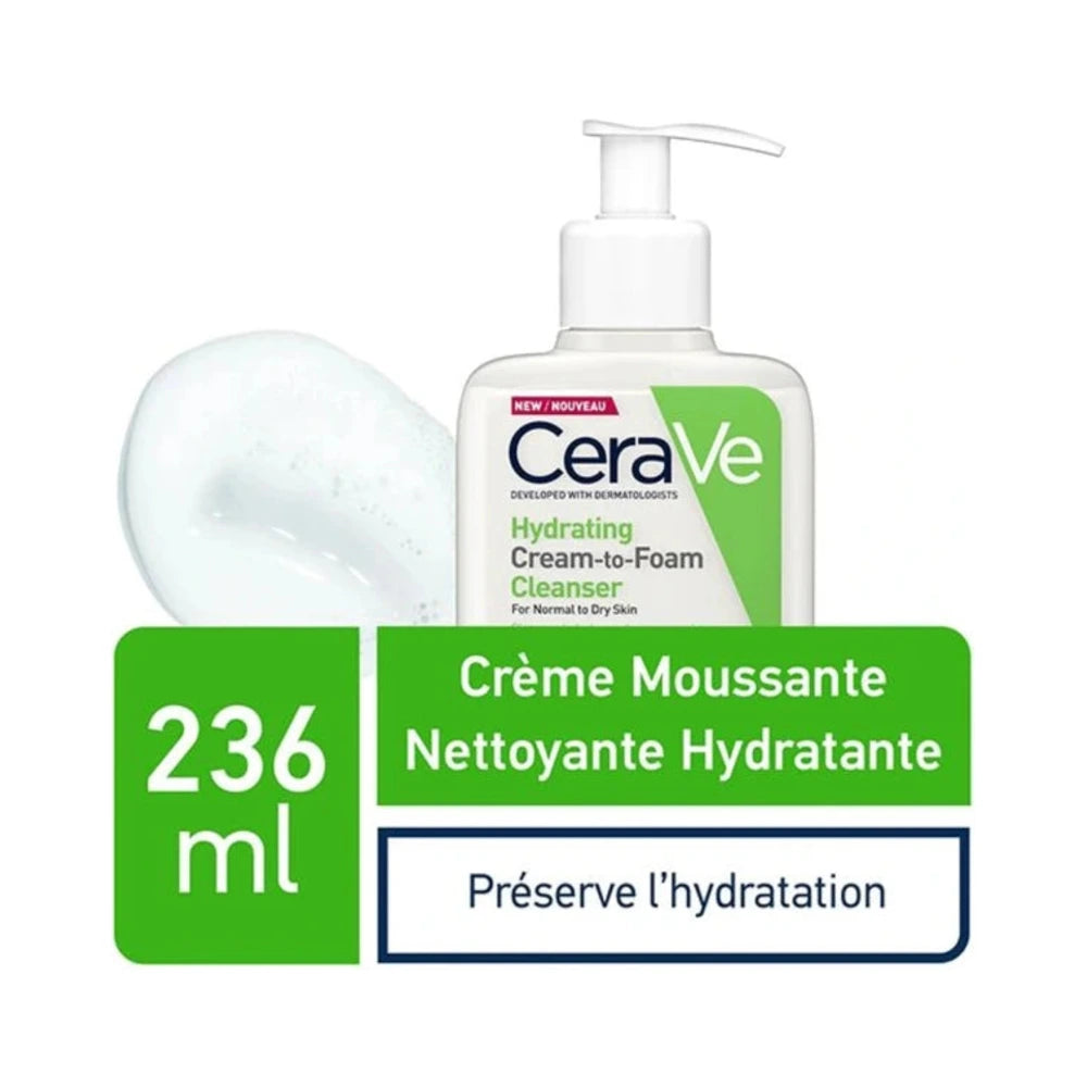 CeraVe Crème Moussante Nettoyante Hydratante Peau Normale à Sèche | 236ml