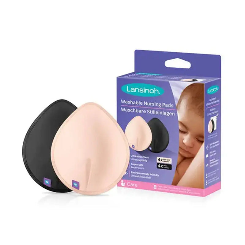 Discos absorbentes lavables Lansinoh, rosas y negros, 8 unidades