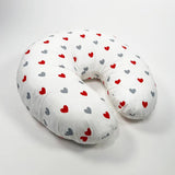 BébéYo Coussin d'Allaitement - Rouge & Gris Cœurs