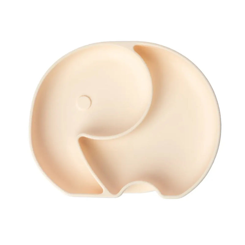 YUMMY Silicone Elephant Plate with Suction Cup 4M+ - Cream