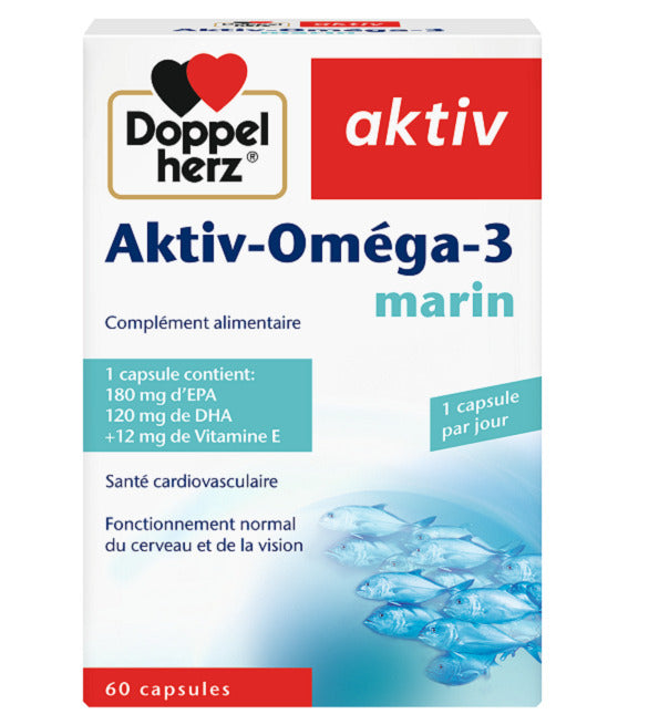 Boîte Doppel Herz Aktiv Oméga-3 Marin 60 capsules
