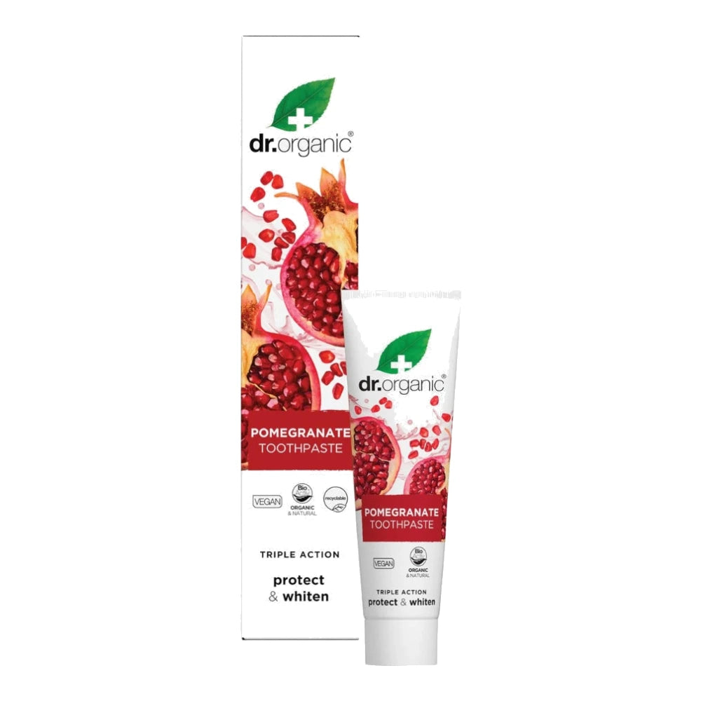 Dr Organic dentifrice à la grenade bio, tube 100 ml et étui