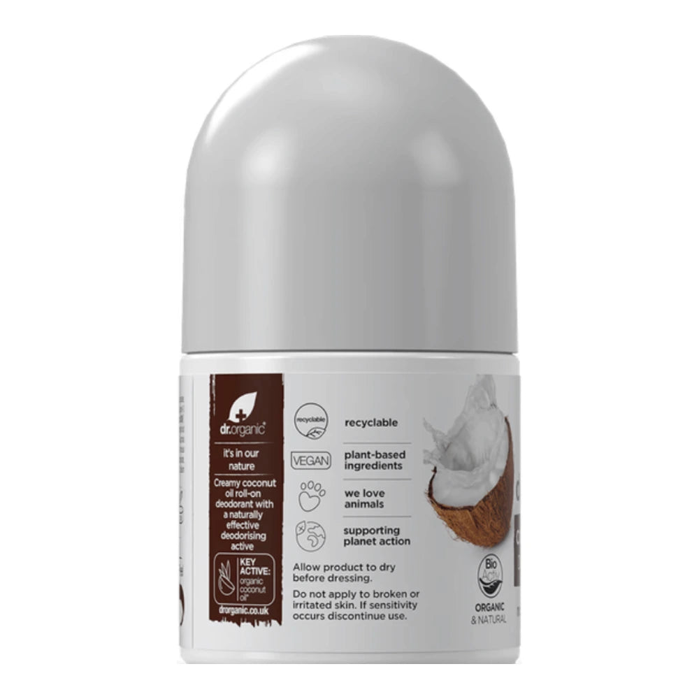 Dr Organic Déodorant à l'huile de noix de coco 50 ml - roll-on, vue de dos