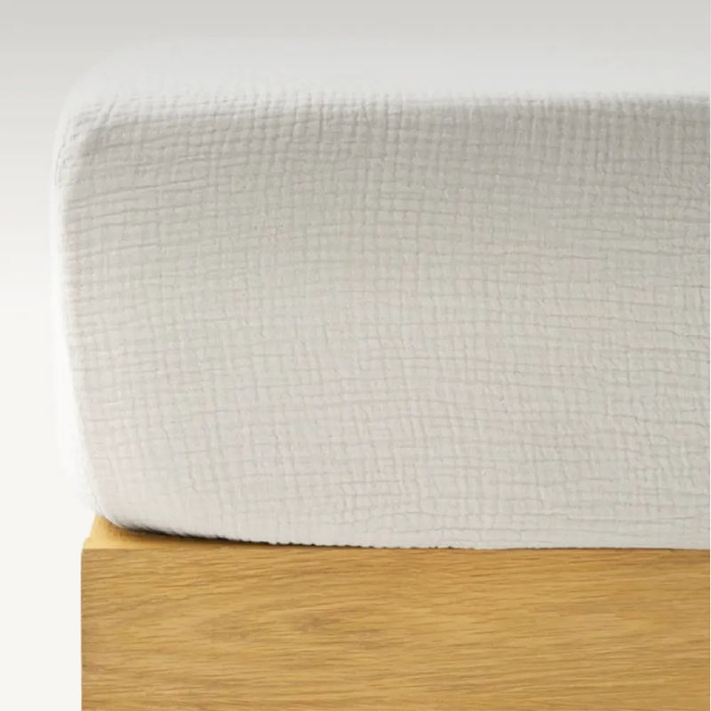 Bambidou Drap Housse 140 x 70 cm - Gaze Coton Blanc