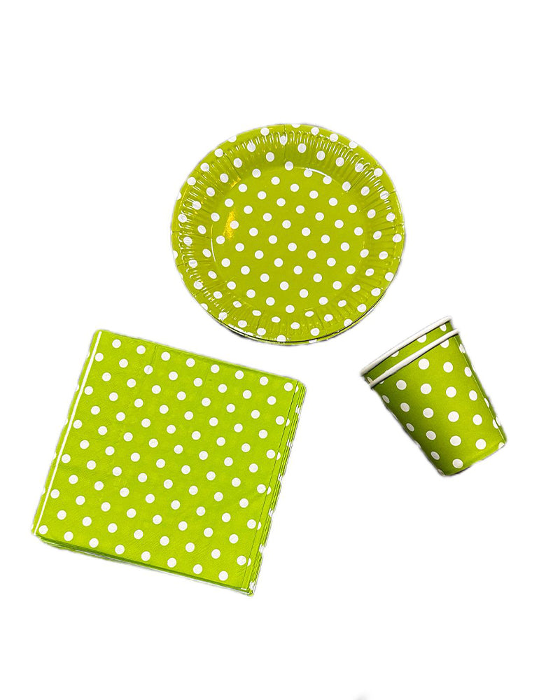 Pack de 10 Serviettes & Assiettes & Gobelets - Vert