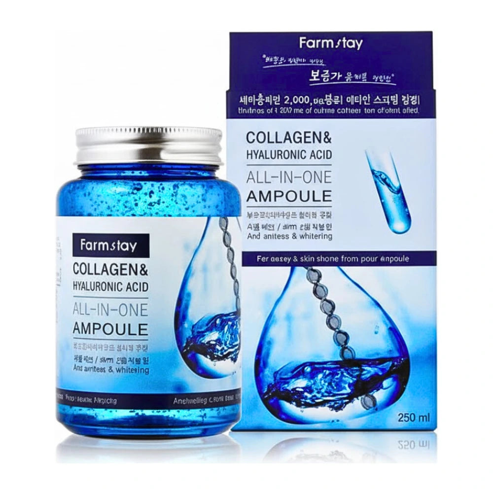 Farmstay Collagen & Hyaluronic Acid All-In-One Ampoule 250 ml - flacon et étui