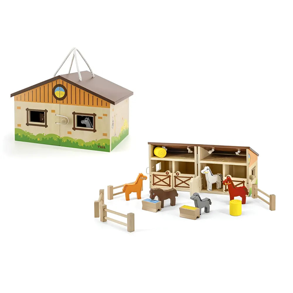 Viga Toys Jeu de Ferme Stable Pliable  3A+