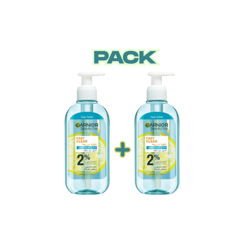 Garnier Fast Clear Cleansing Gel – Pack 2 x 200 ml