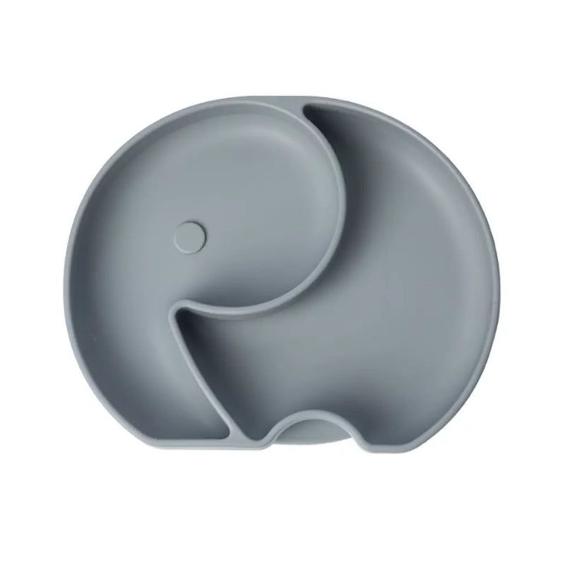 YUMMY Silicone Elephant Plate with Suction Cup 4M+ - Gray