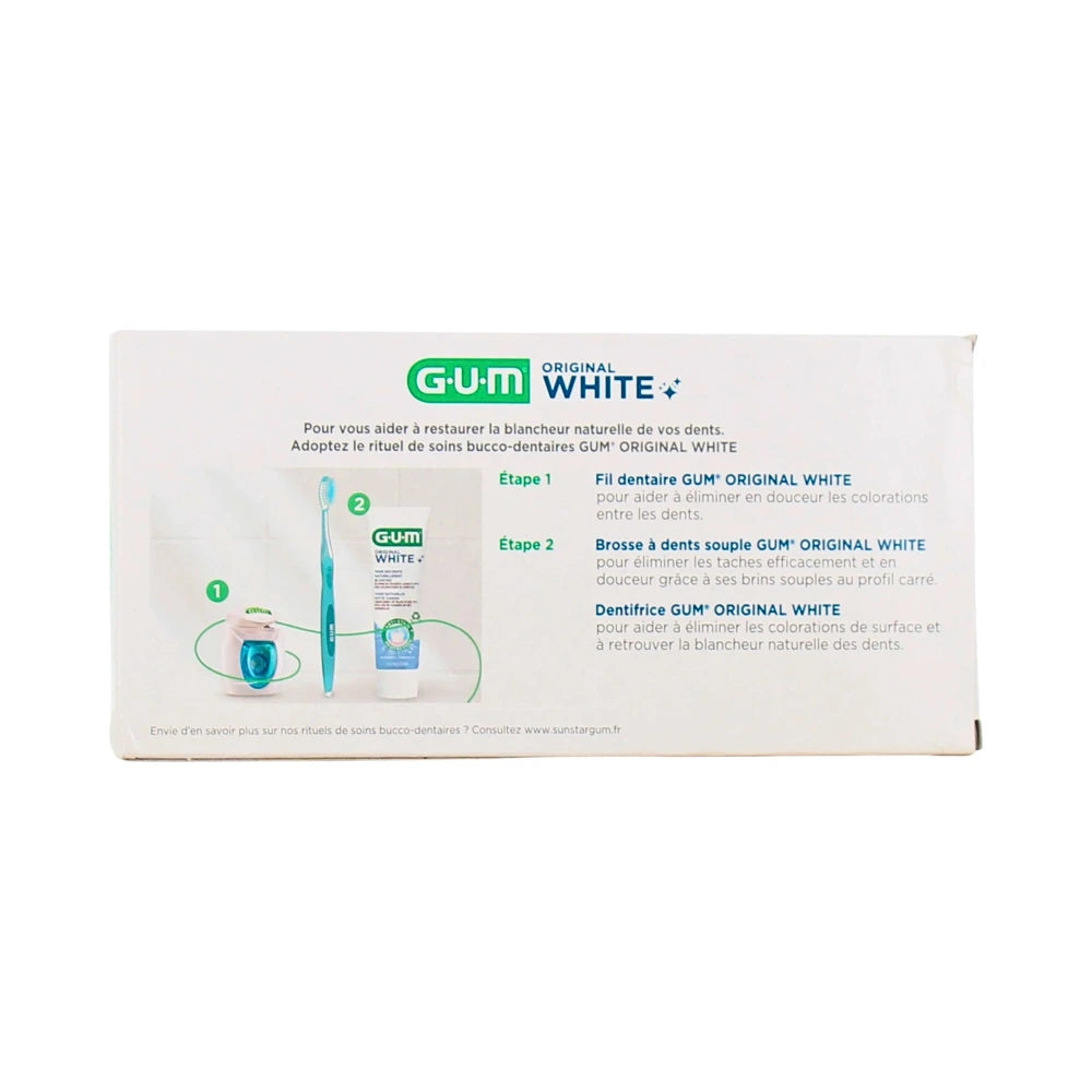 Dentifrice GUM Original White lot de 2 x 75 ml – dos de l'emballage