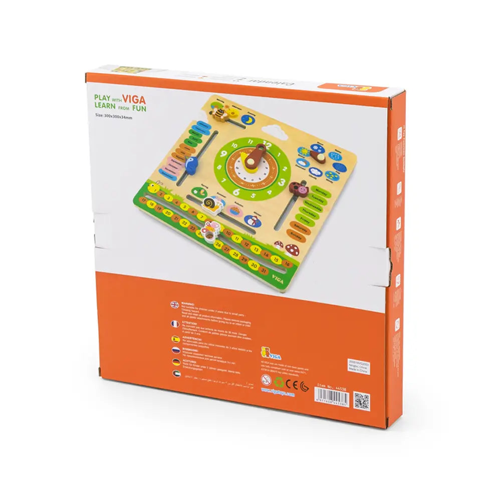 Viga Toys Calendrier Horloge en Bois 3A+