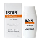 Flacon et étui ISDIN FotoUltra 100 Spot Prevent Fusion Fluid SPF 50+ 50 ml