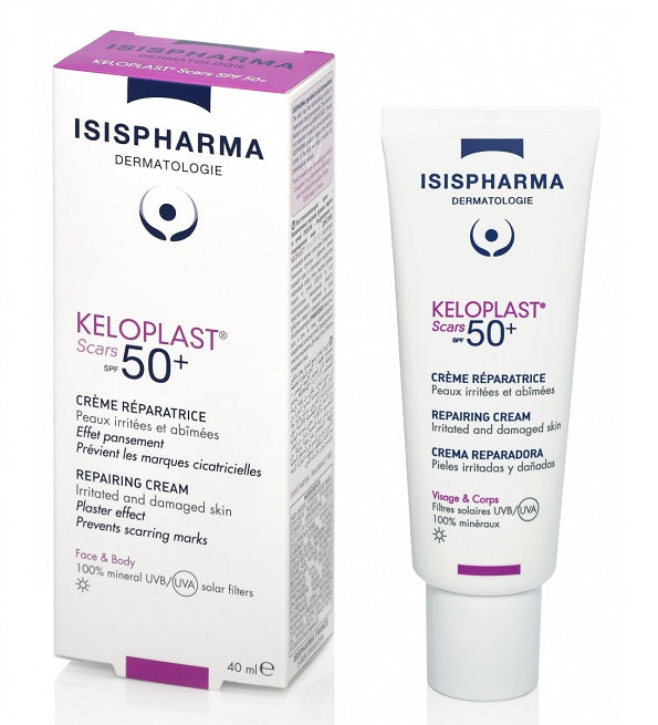 Isispharma Keloplast Scars crème réparatrice SPF50 40 ml – tube