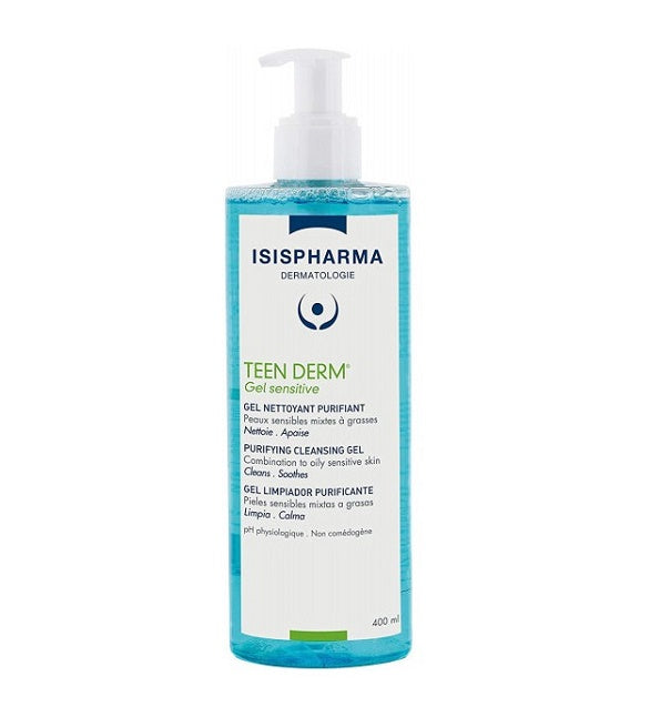 Isispharma Teen Derm Gel Nettoyant Purifiant Sensitive 400 ml – flacon du produit