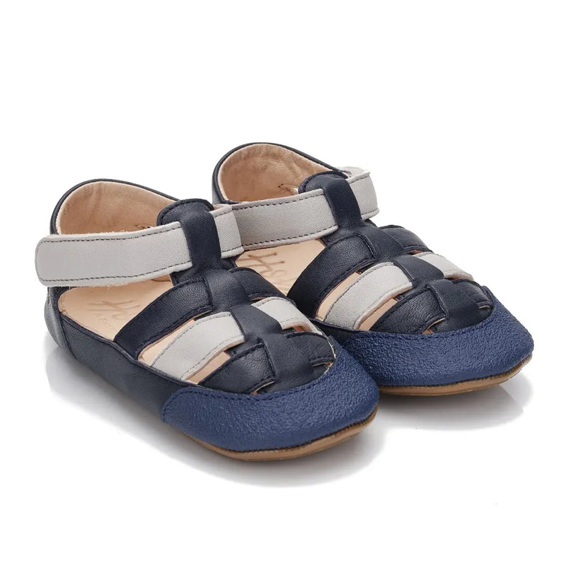 Sandalia para bebé Hob Itri - Gris perla y azul marino