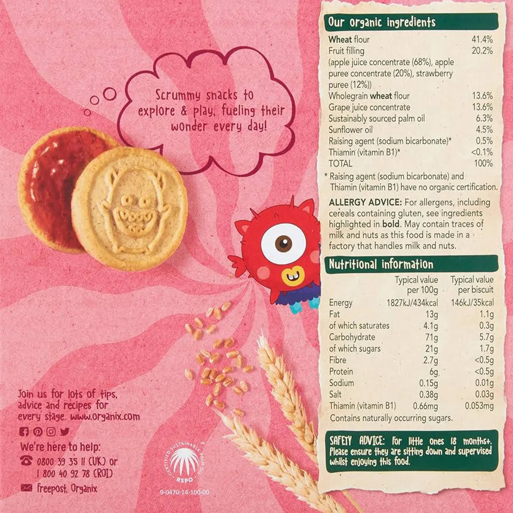 Organix Jammie Monstres Cookies Confiture 18M+