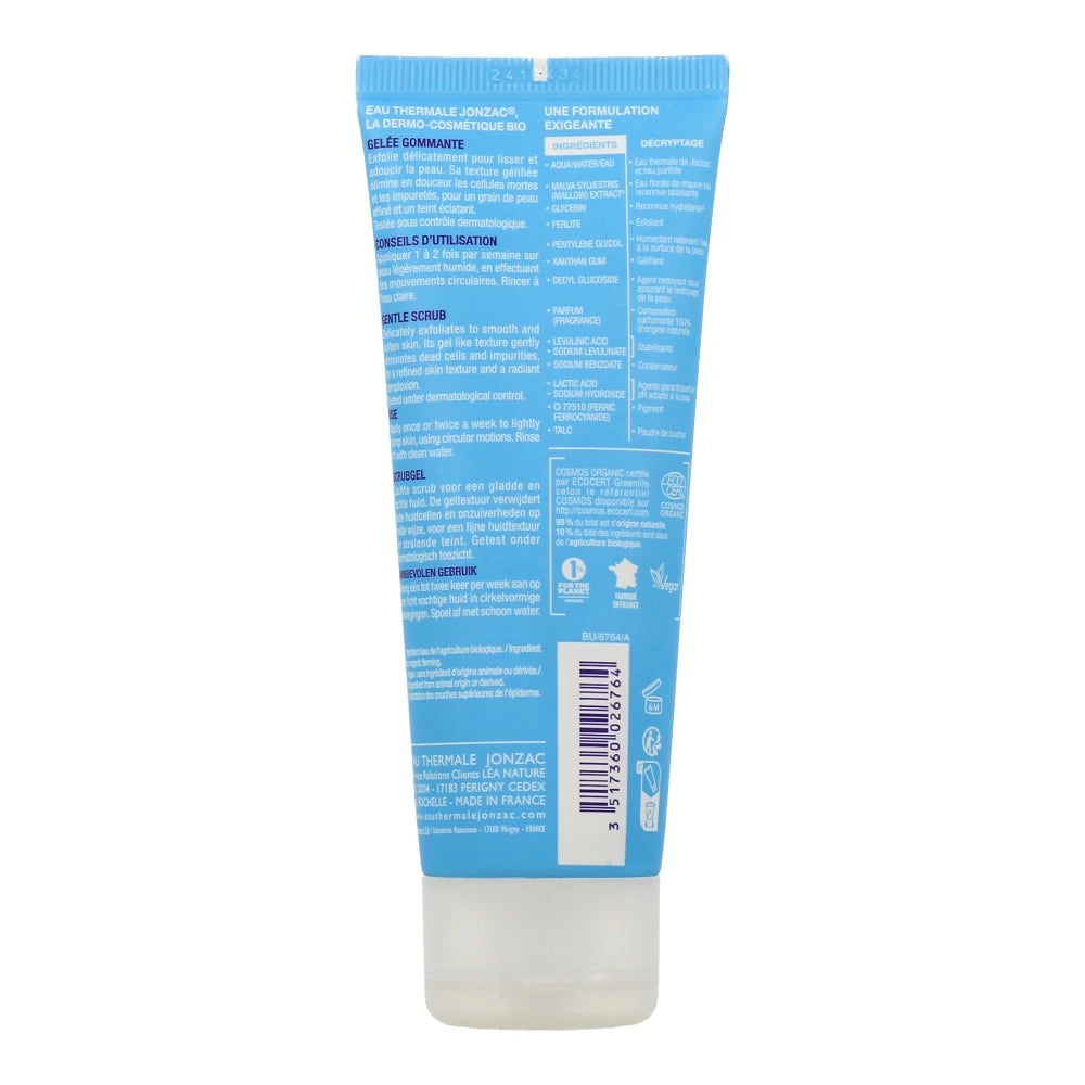 Dos du tube Jonzac Réhydrate Gelée gommante douceur 75 ml