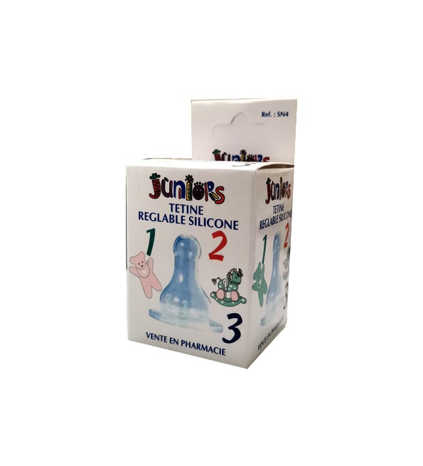 Tétine biberon Juniors en silicone à débit réglable 1, 2, 3