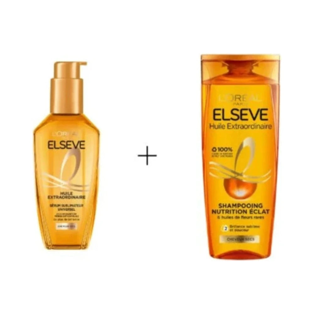 L'Oréal Paris Elseve Huile Extraordinaire Cheveux Normaux à Secs Shampooing 200 ml + Sérum 100 ml